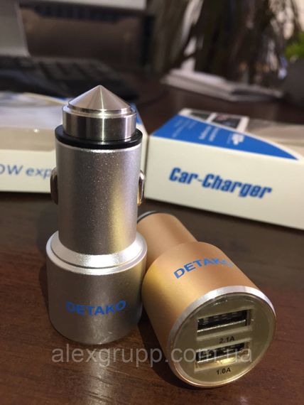 USB зарядка для автомобіля в прикурювач DETACO 2.1A | Зображення 1