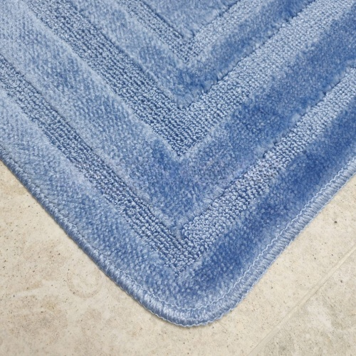 АКЦІЯ Набір килимків для ванної 2шт 40*50см+50*80см Рамка Econom синій + Фіранка PEVA Дариана | Зображення 3