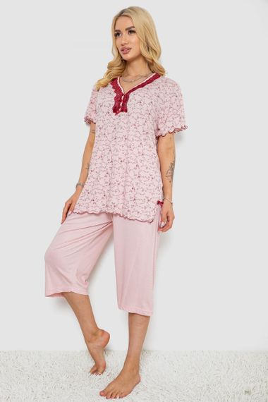 Пижама женская с принтом  -уценка, цвет розовый, 243R7081-U | Зображення 2
