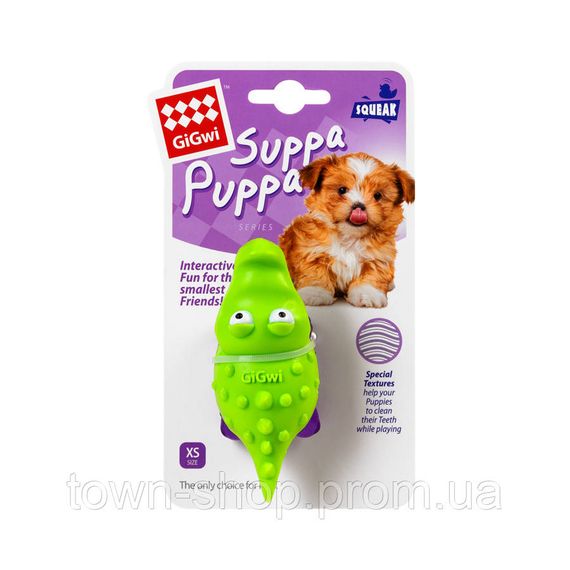 Игрушка для собак Крокодильчик с пищалкой GiGwi Suppa Puppa, резина, 9 см | Зображення 1