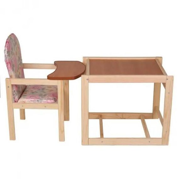 Стульчик-трансформер для кормления Розы кожзам 2в1 №1224 ТМ "Мася" Розовый