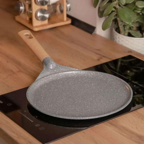 Алюмінієва млинна сковорода з мармуровим антипригарним покриттям Ø 22 см, товсте дно MGC сірий HP-4-427G | Зображення 1