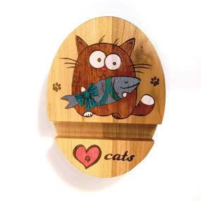 Підставка тримач під телефон смартфон планшет Love cats 9х12х2 см Майстерня містера Томаса Дерево Лак