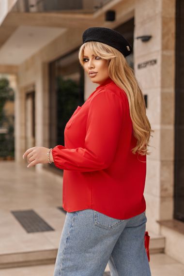 Женская легкая блуза из софта с рукавами на резинке GF4300 цвет красный, размер 50/52 | Зображення 2