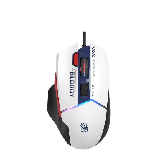 Миша ігрова Bloody W95 Ultra, колір біло-чорний