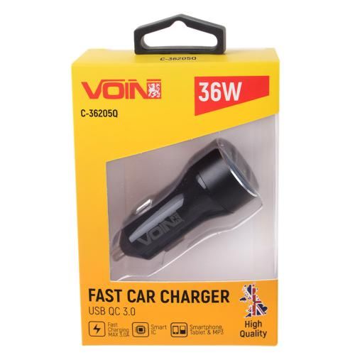 Автомобільний зарядний пристрій VOIN 36W, 2USB QC3.0, 12/24V (3.6-6.5V/3A; 6.5-9V/2A; 9V-12V/1.5) | Зображення 3