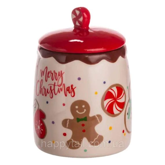 Банка для сипучих продуктів з кришкою з порцеляни 9×13 (см) Merry Christmas CR-1-42 | Зображення 3