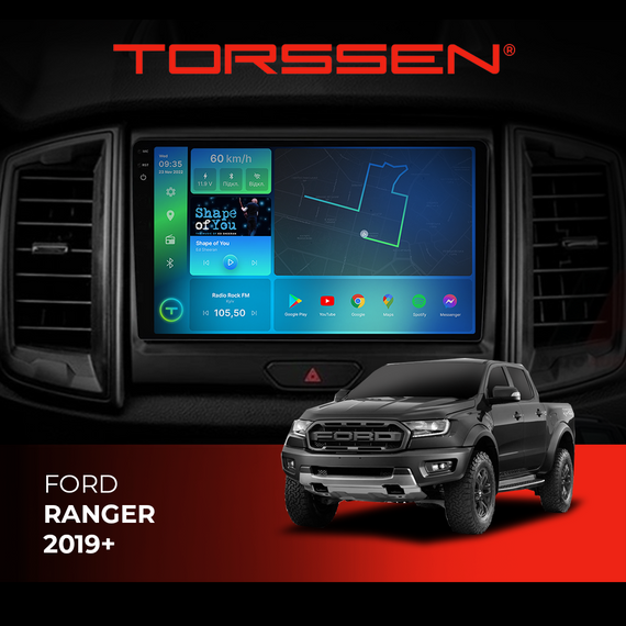 Штатна магнітола Torssen 2K Ford Ranger 19+ FL9 4+64Gb 4G Carplay DSP