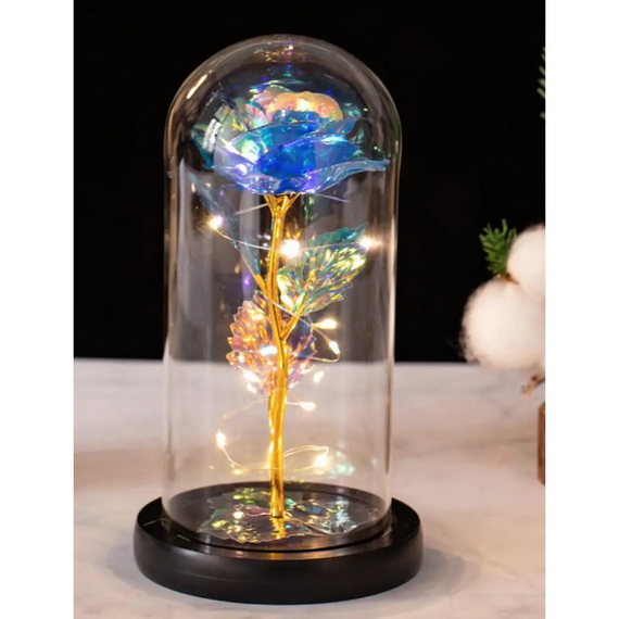 Романтична троянда в колбі , Троянда галактична з підсвічуванням у колбі   знижка | Зображення 1