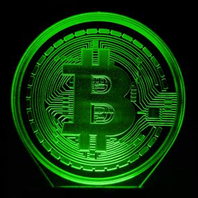 Акриловый светильник-ночник Биткоин зеленый tty-n001123