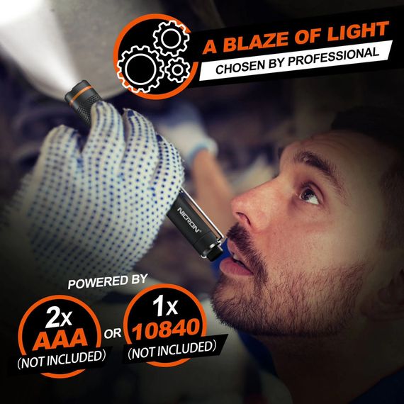 Ручний міні ліхтар із зумом NICRON B22W (120LM, HI CRI Lumileds LED, IPX5, Фокусування, Живлення 2*AAA) | Зображення 7