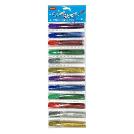 Клей для творчества с блестками CG1012, 10 мл, 6 цветов, 12 баночек