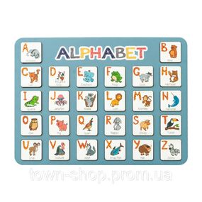 Деревянный алфавит-вкладыш английский "ALPHABET" синий 29х39 см