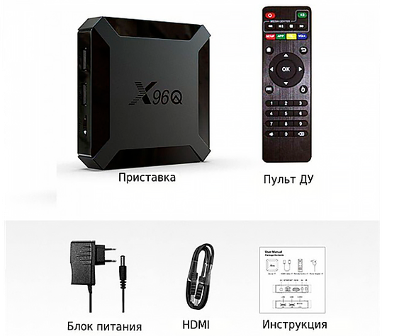 HD приставка Smart TV стационарный медиаплеер (смарт ТВ приставка) Vontar X96Q 1GB/8GB черный (X96Q-1-8_899) | Зображення 3