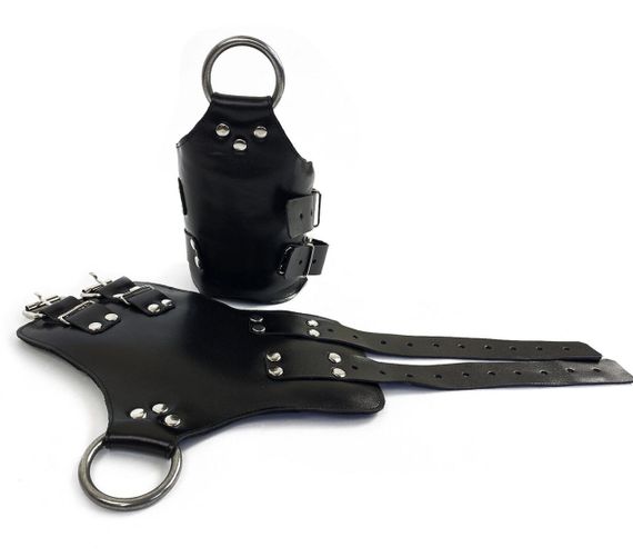 Манжети для підвісу за руки Art of Sex – Kinky Hand Cuffs For Suspension, чорні, натуральна шкіра Sex Aura | Зображення 1