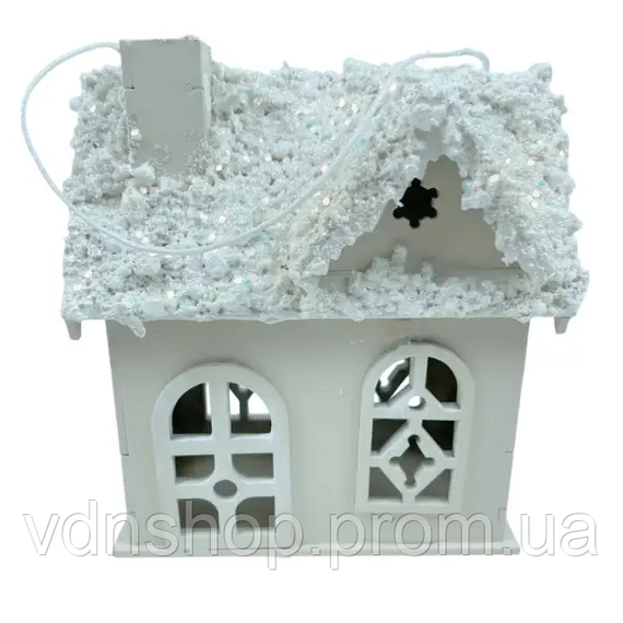 Набір декоративних новорічних будиночків з дерева 5×10×12 (см) ялинкова підвіска Молочний 28124201 | Зображення 1