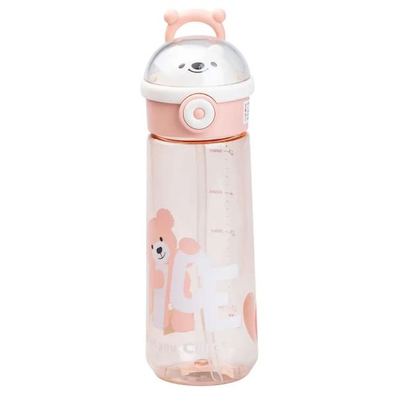 Пляшка для води 620 мл з трубочкою Рожева HP17300P