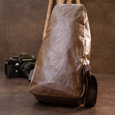 Сумка Vintage Крос боді з емблемою зі шкірозамінника Коричнева (20569) | Зображення 6