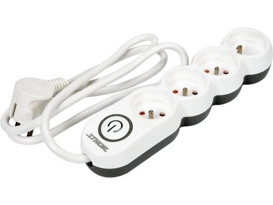 Подовжувач мережевий STHOR: l= 1,5 м, колодка з 4 гніздами і вмик, 3-жильний Ø=1,5 мм², з заземл VR-72353