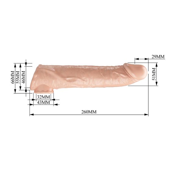 Подовжуюча насадка на член - Pretty Love Extension Penis Sleeve Flesh, 26 см | Зображення 9