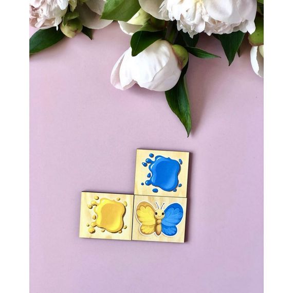Деревянный пазл-сортер "Бабочки" Ubumblebees (ПСФ106) PSF106 изучение цветов | Зображення 3