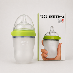 Антиколікова пляшечка для годування Comotomo Baby Bottle 250 мл, силіконова пляшечка 3–6 міс, зелена