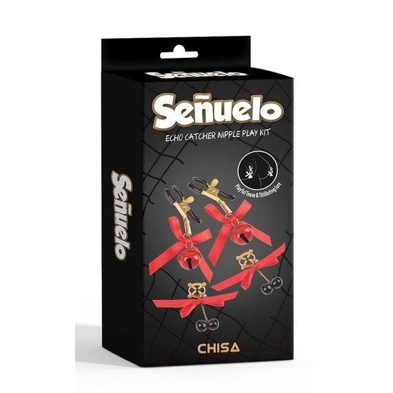 Набір затискачів на соски з дзвіночками Senuelo Chisa, червоний, 2 пари | Зображення 5