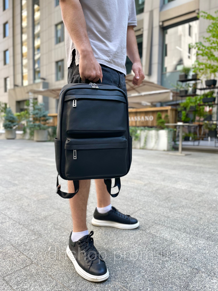 Мужской рюкзак для ноутбука и поездок из натуральной кожи 40х30х16, сумка наплечная Tiding Bag , черная | Зображення 7