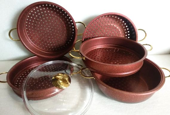 Мантоварка пароварка  O.M.S. Collection 6091-C 30см 6,4л с гранитным покрытием 6 предметов Красный (Турция) | Зображення 3