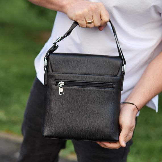 Чоловічий класичний месенджер через плече шкіряний чорний Tiding Bag 80471 | Зображення 2