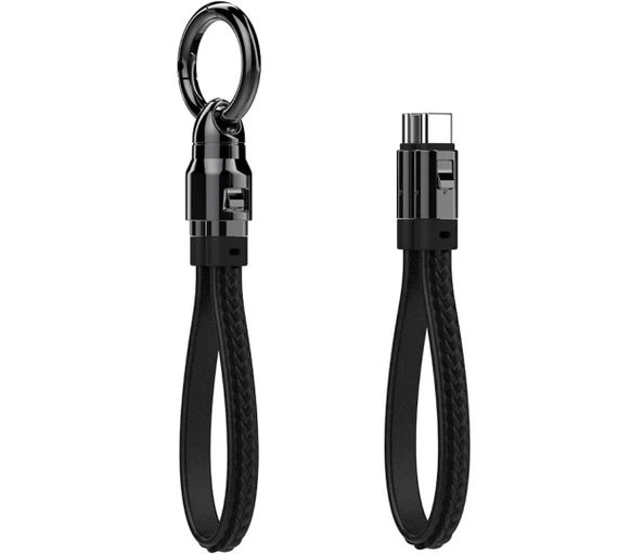 Кабель Primolux Type-C to Type-C PD3.1 240W 5A короткий з карабіном (брелоком) для зарядки - Black | Зображення 2