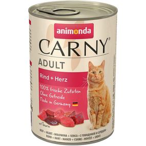 Вологий корм для дорослих котів Animonda Carny Adult яловичина та серця 400 г (4017721837200)