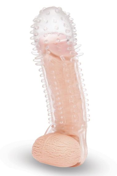 Насадка на пеніс із рельєфом Size-Up з 3 кільцями, прозора, 15.5 см Sex Aura | Зображення 1