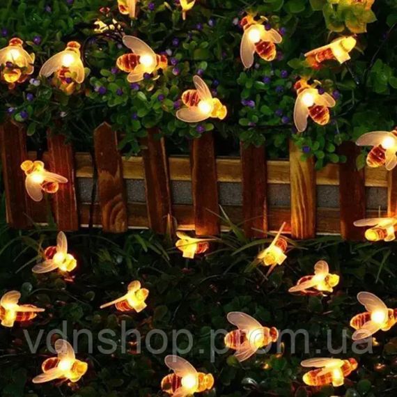 Сонячна гірлянда "Бджілки" 30 ламп 4,5 м, теплий-білий | Зображення 4