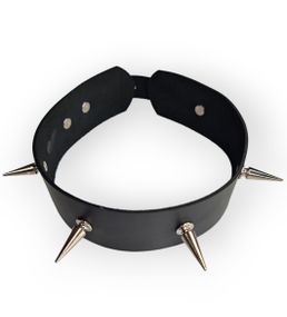 Зухвалий шкіряний чокер на шию з довгими шипами FLIRTY чорний Sex Aura