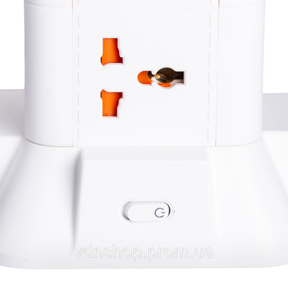 Сетевой фильтр удлинитель 2.8 м с лампой на 6 универсальных розеток с 2 USB, 1 Type-C, беспроводная зарядка HP-5-1 | Зображення 6