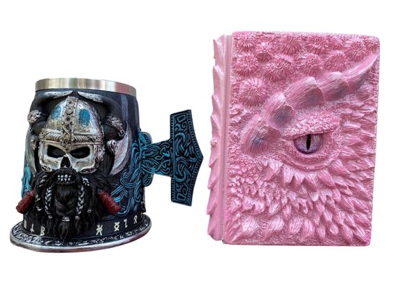 Подарунковий набір Кухоль 3D Молот Тора Бородастий Вікінг і Блокнот 3D «Дракон Єдинорога»