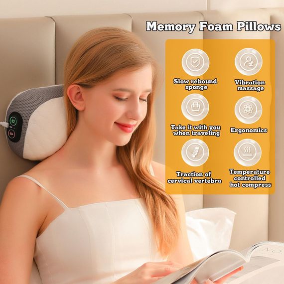 Подушка для підтримки шийного відділу pillow 5561 з масажем та підігрівом ∙ Масажна подушка для сну pillow 5561 | Зображення 1