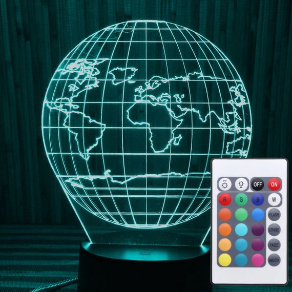 Акриловий світильник-нічник з пультом 16 кольорів земля tty-n000186
