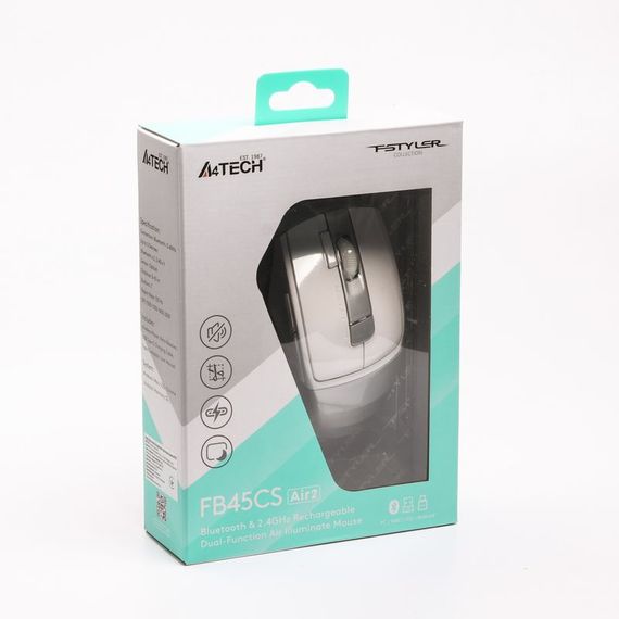 Миша бездротова A4Tech Fstyler FB45CS Air2 (Silver White), колір сірий+білий | Зображення 8