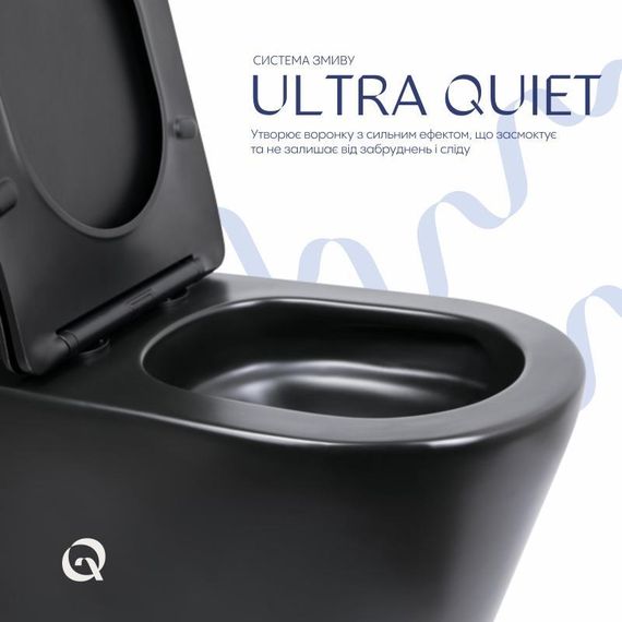 Унітаз підлоговий Qtap Scorpio Ultra Quiet безобідковий із сидінням Soft-Close MATT BLACK QT14226088AMB | Зображення 4