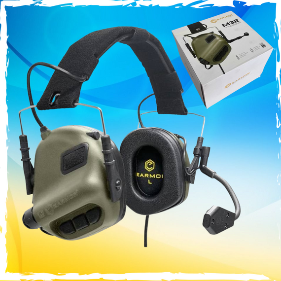 Тактичні навушники Earmor M32 FG. Навушники з радіогарнітурою. Військові тактичні навушники