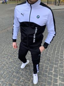 Мужской спортивный костюм BMW двухцветный SE0003 цвет черно-белый, размер S