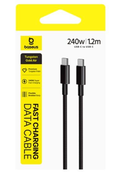 Кабель Baseus Tungsten Gold Air Fast Charging Data Cable Type-C to Type-C 240W 1.2m Чорний | Зображення 1