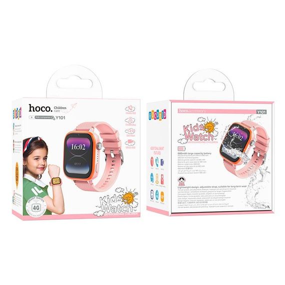 Смарт-годинник дитячий HOCO Y101 4G GPS, рожевий | Зображення 3