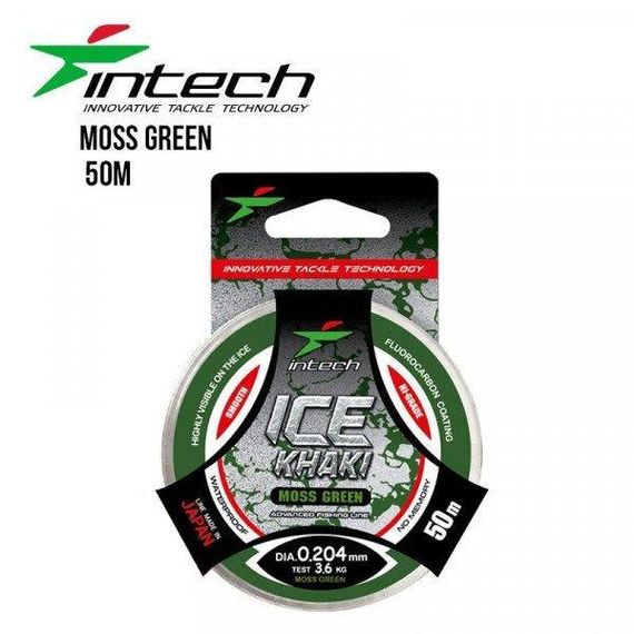 Леска рыболовная Intech Интеч Khaki Ice Line moss green 50m 0.10mm, 0.9kg
