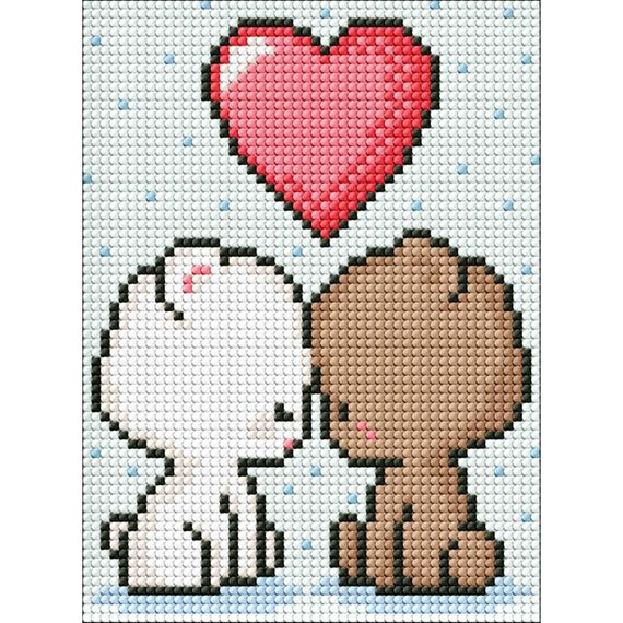 Алмазная мозаика без подрамника для детей "Влюбленные мишки" AMM1034, 15х20 см