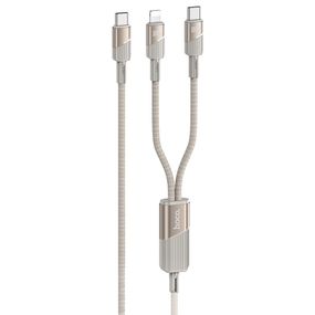 Дата кабель Hoco U139 Type-C to Lightning/Type-C 100W (1.2m) Gold