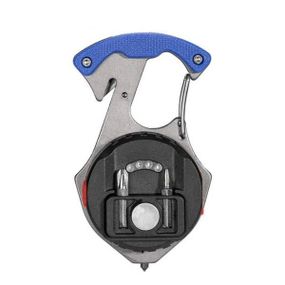 Ліхтарик-брелок для ключів багатофункціональний 4в1 (відкривачка, викрутка, спіральна запальничка) Синя