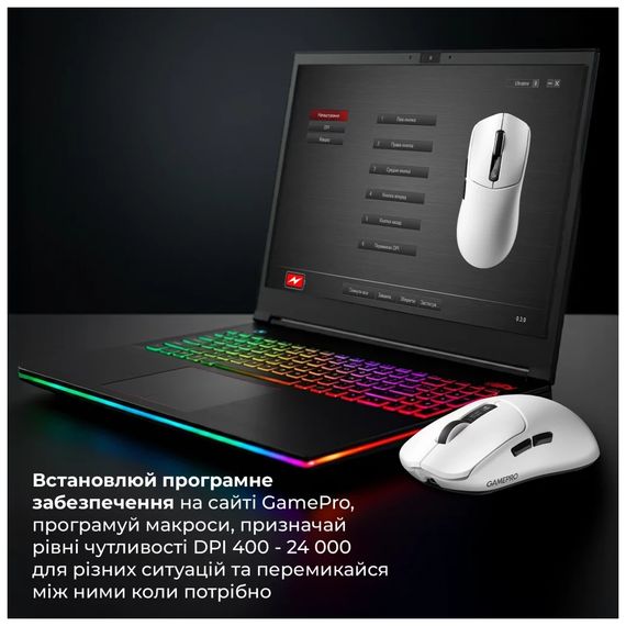 Мишка GamePro Genesis Ranker Wireless/Bluetooth/USB White (GM012W) | Зображення 4